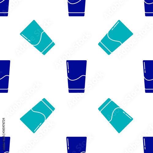 Blue Glass with water icon isolated seamless pattern on white background. Soda glass. Vector Illustration.