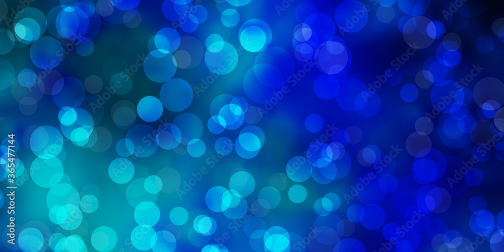 Light BLUE vector texture with disks. Abstract decorative design in gradient style with bubbles. Pattern for booklets, leaflets.