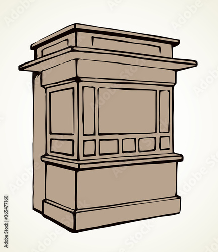 Shop stall. Vector drawing kiosk