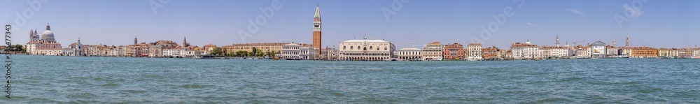 Panoramic view on Venice from lagoon during daytime