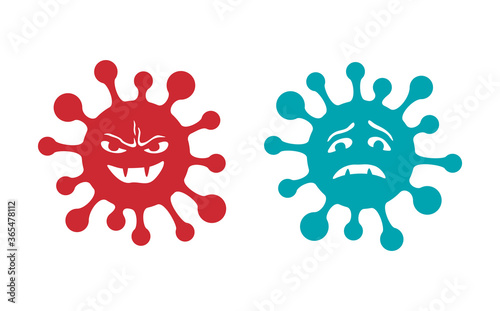 Bacteries or virus in evil and sad emotions - isolated vector cartoon icons for children healthcare