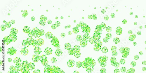 Light green, yellow vector background with christmas snowflakes.