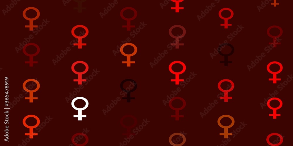 Light Red, Yellow vector backdrop with woman's power symbols. Light Red, Yellow vector backdrop with woman's power symbols.