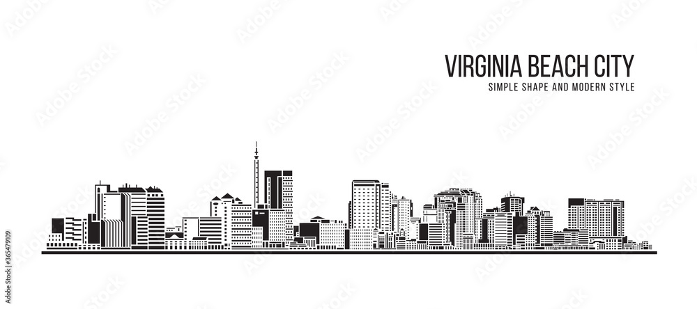 Fototapeta premium Cityscape Building Abstract Simple shape and modern style art Vector design - Virginia Beach city