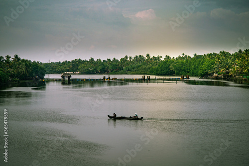 The scenic coastal village, fishing, palm tree-fringed, backwaters, Kerala, Malabar Coast, South India, India