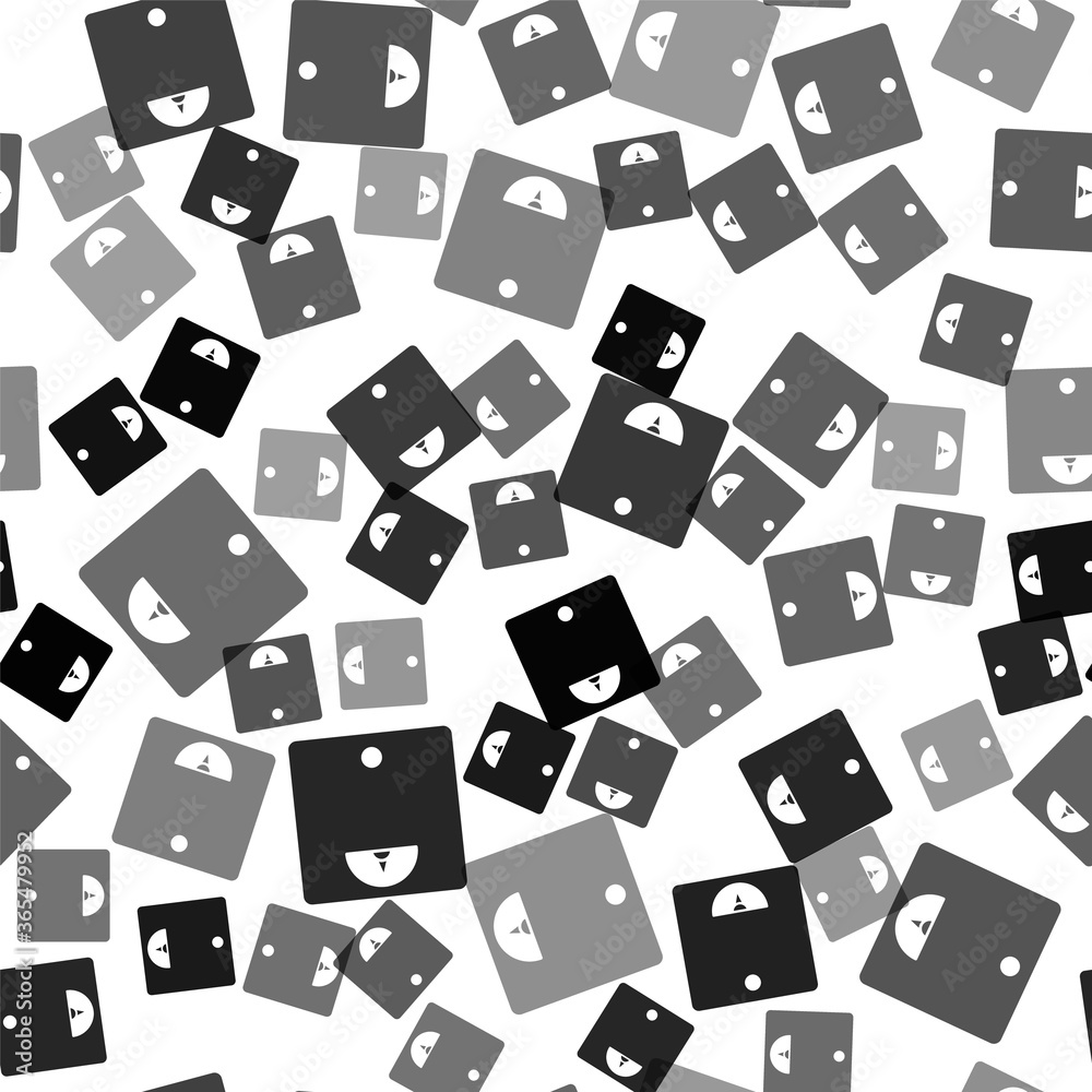 Black Bathroom scales icon isolated seamless pattern on white background. Weight measure Equipment. Weight Scale fitness sport concept. Vector Illustration. Black Bathroom scales icon isolated seamless pattern on white background. Weight measure Equipment. Weight Scale fitness sport concept. Vector Illustration.