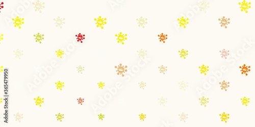 Light green, red vector background with covid-19 symbols.