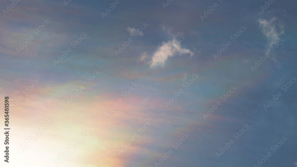 abstract background of the evening sky, Beautiful clouds in bright colors as if drawing a rainbow.
