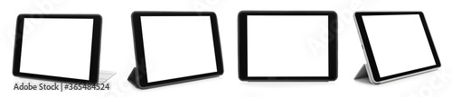Set of tablet computers on white background  banner design. Space for text