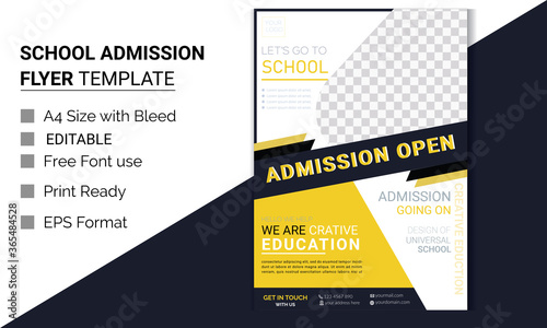 Admission Coming soon Flyer vector  template, educational Flyer with Photo space.