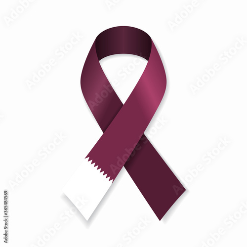 Qatari flag stripe ribbon on white background. Vector illustration.