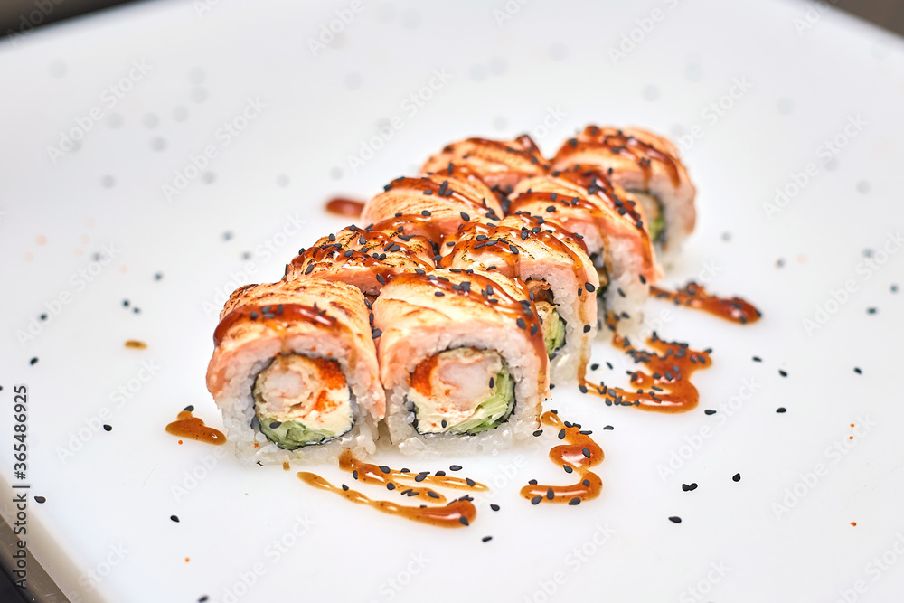 Fusion set sushi - isolated on white background Fusion set sushi - isolated on white background