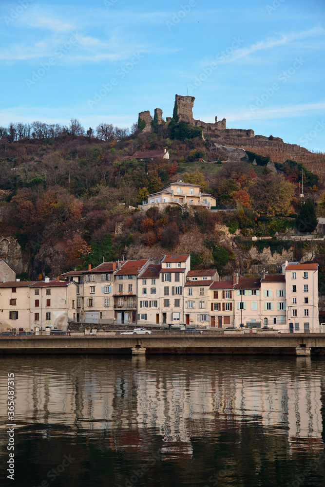 Riverside of Rhone river in Vienne, France