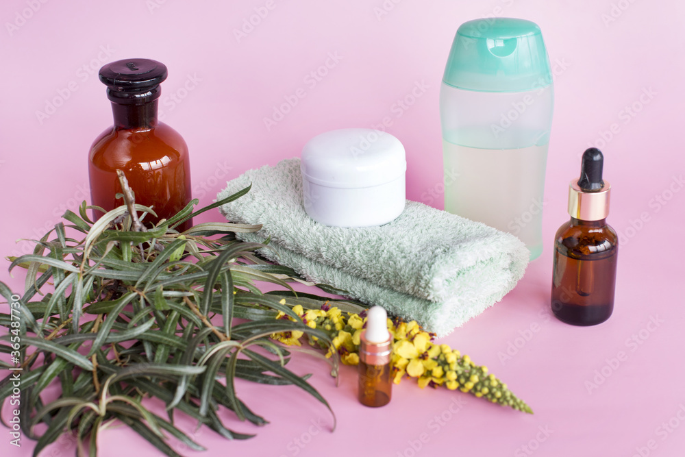 Bottles of Spa cosmetic products Aromatherapy Bottles of Spa cosmetic products Aromatherapy