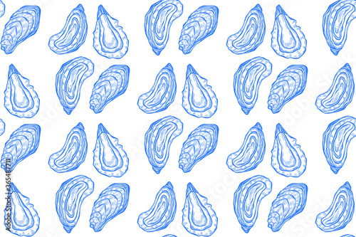 Oyster seamless pattern in retro style