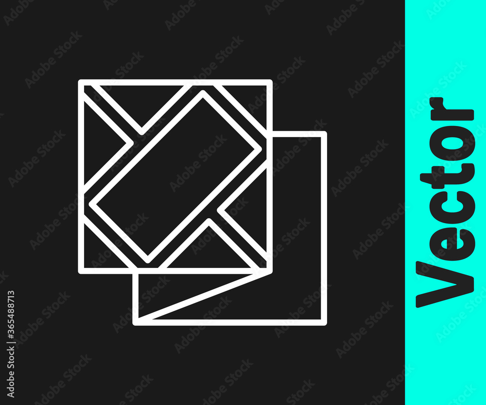 White line Folded map icon isolated on black background. Vector Illustration. White line Folded map icon isolated on black background. Vector Illustration.