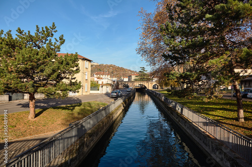 Water canal in small French city Vienne