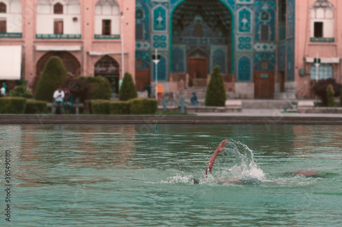 kids swimming in naghshe jahan square  photo
