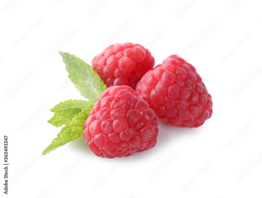 Delicious sweet ripe raspberries isolated on white Delicious sweet ripe raspberries isolated on white