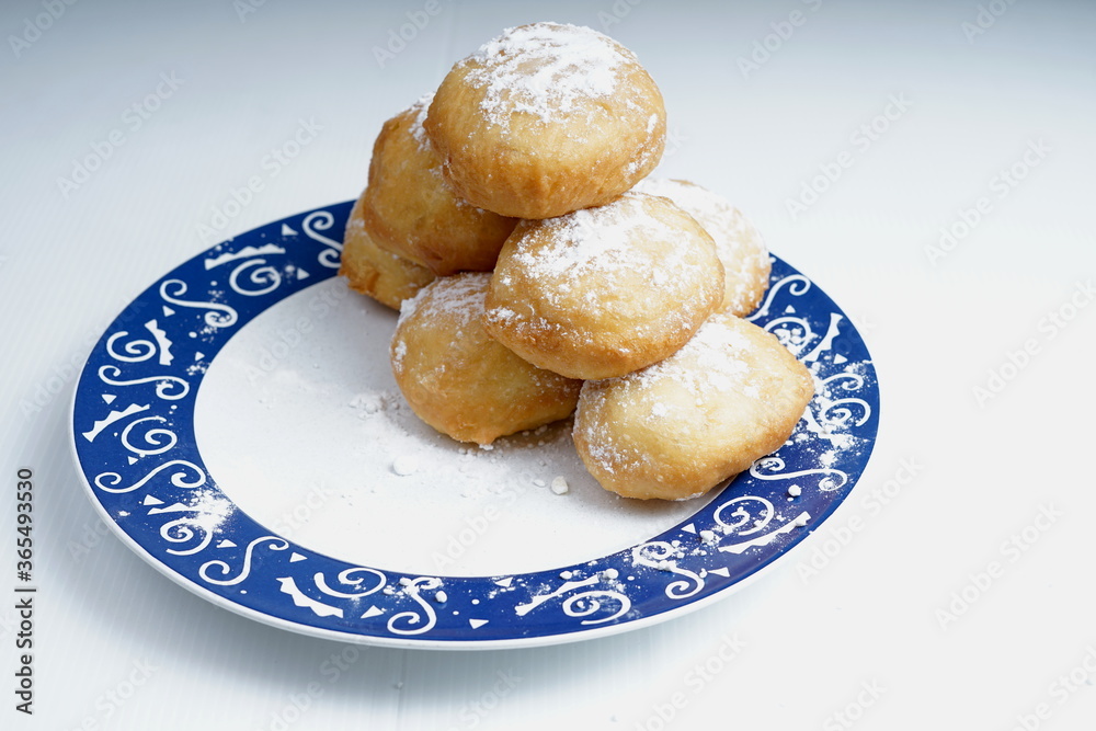 Homemade fried dough pastry fritule or fritters