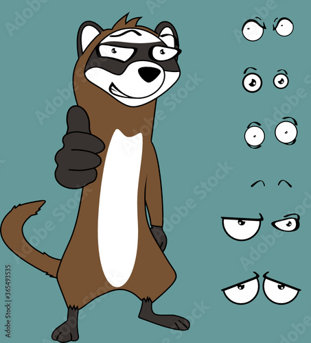 funny cute ferret cartoon expressions set collection in vector format