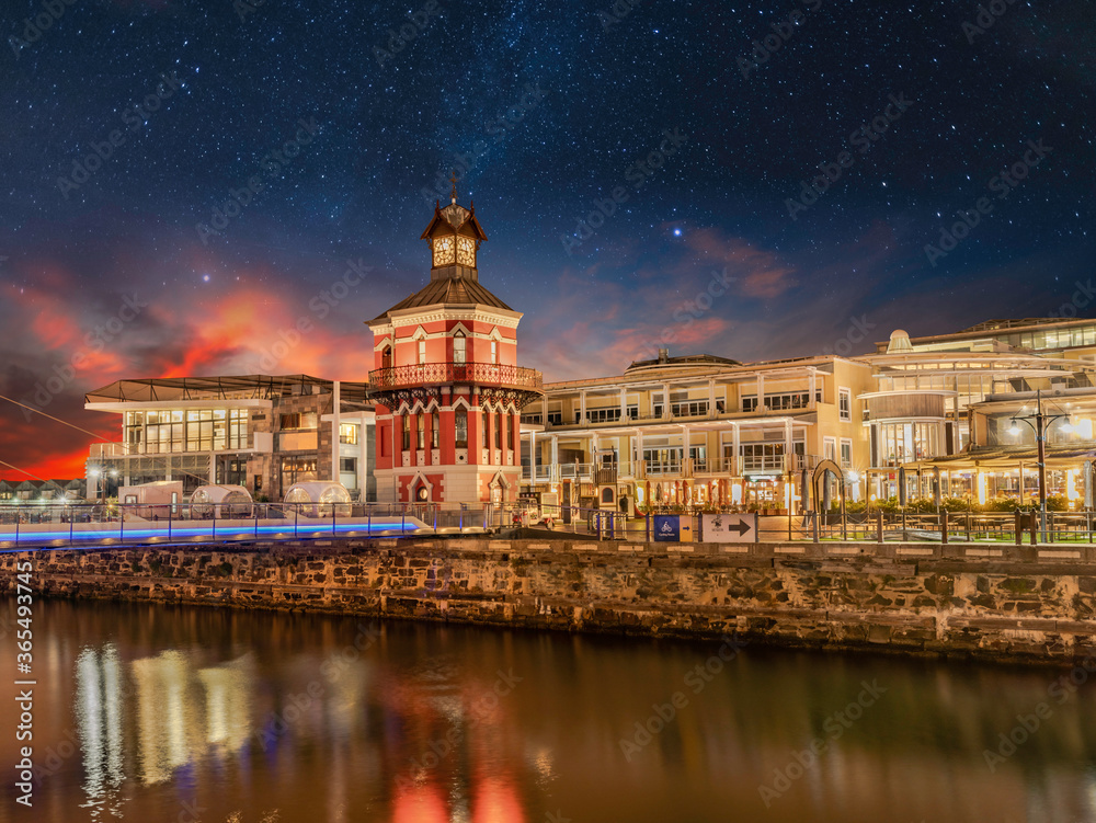 Cape Town Clock tower at night with stars in the sky Western Cape South Africa