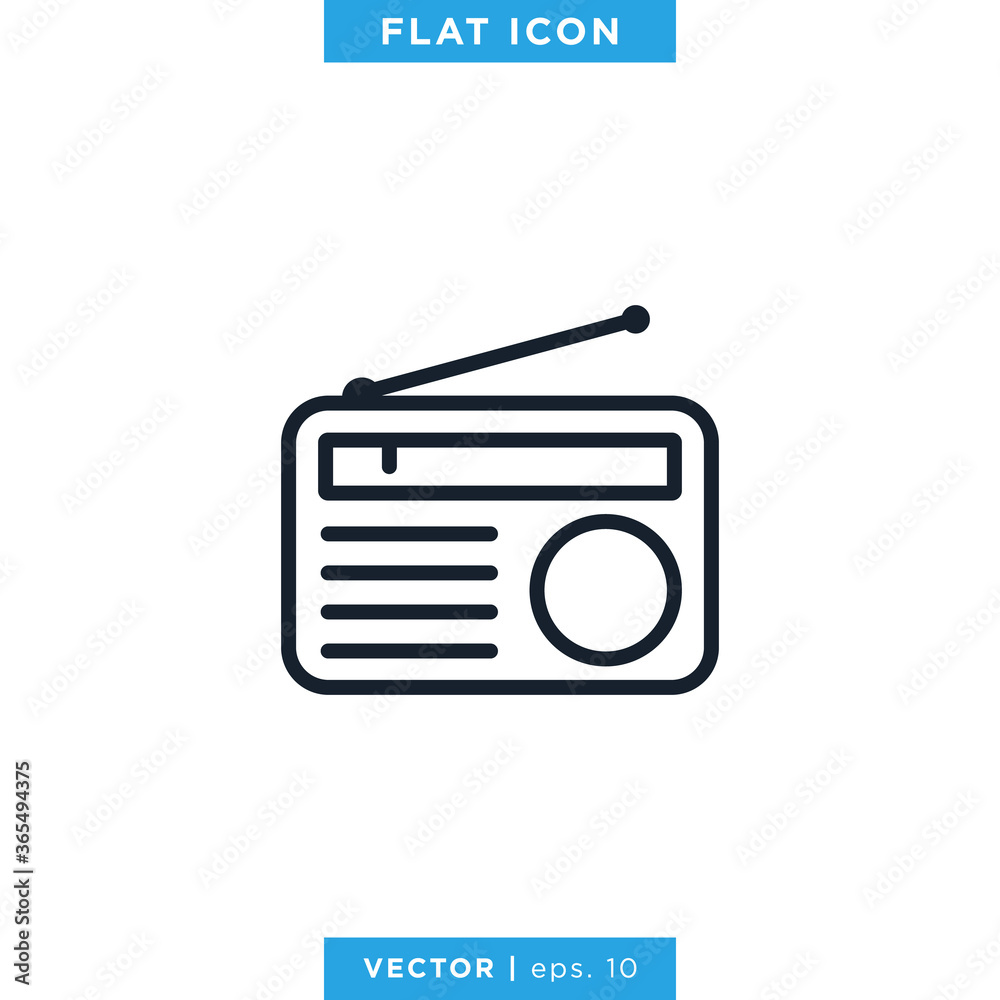 Radio Icon Vector Logo Design Template. Editable Stroke.