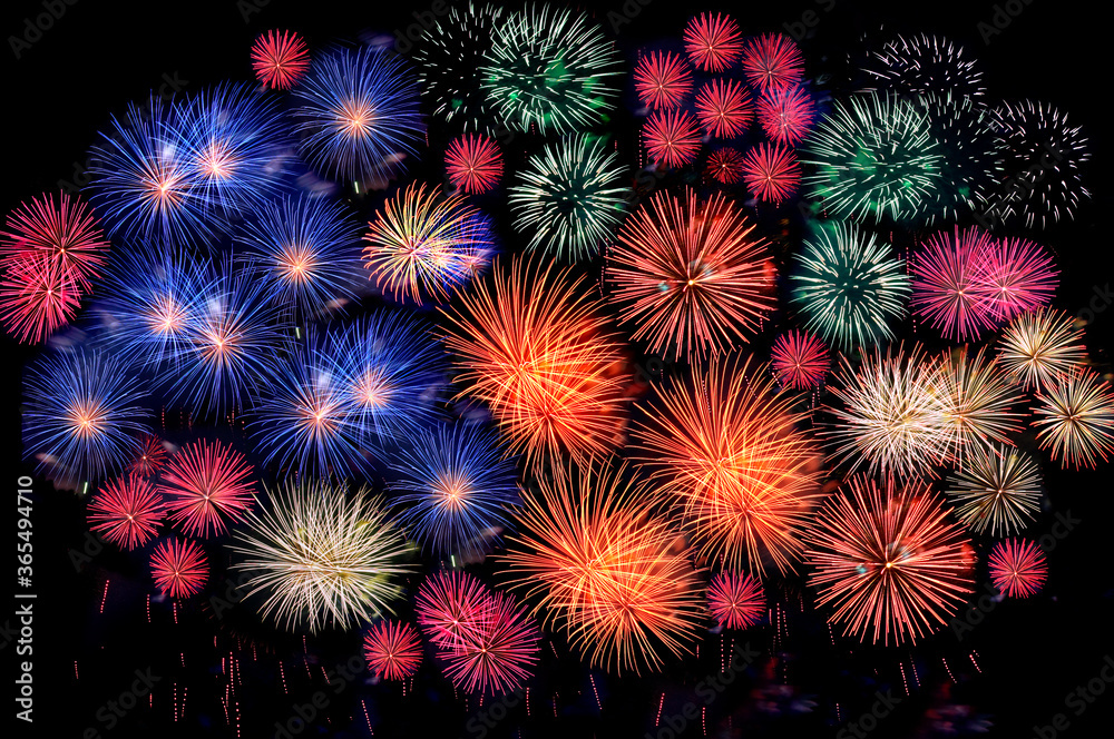 Collection of fireworks explosions in the night sky. Collection of fireworks explosions in the night sky.