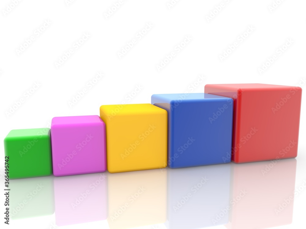 Toy blocks are stacked in steps from smaller to larger Toy blocks are stacked in steps from smaller to larger