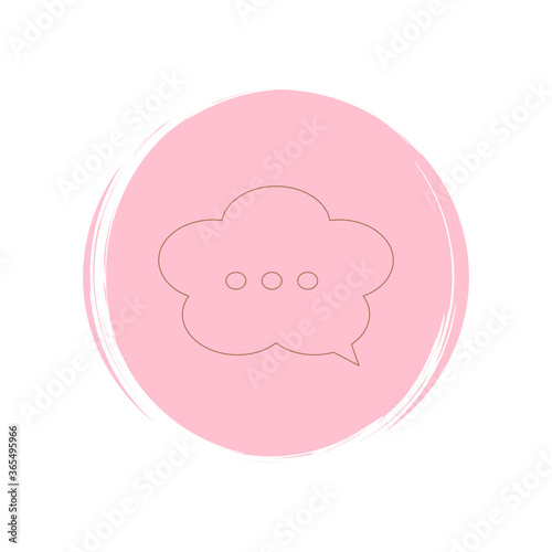 Cute speech bubble with suspension points icon vector, illustration on circle with brush texture, for social media story highlight