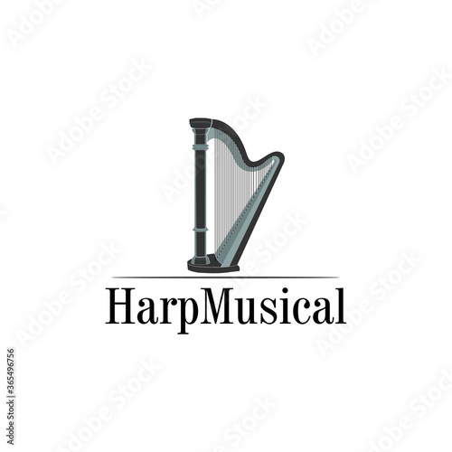 instrument orchestra melody  traditional music  classic music harp vector illustration design