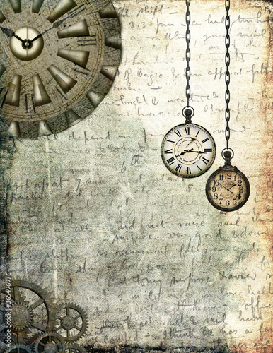 Vintage clock on grunge background