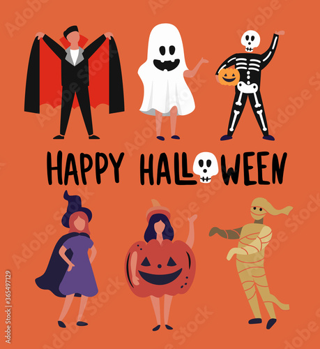 children and teenagers dressed up in Halloween