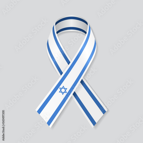Israeli flag stripe ribbon on white background. Vector illustration.