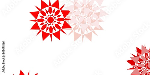 Light red, yellow vector pattern with colored snowflakes.