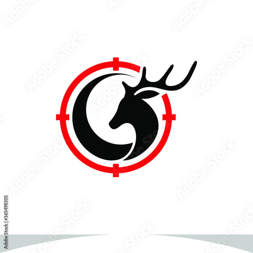 Deer Hunter Logo Design Outdoor Vector Illustration