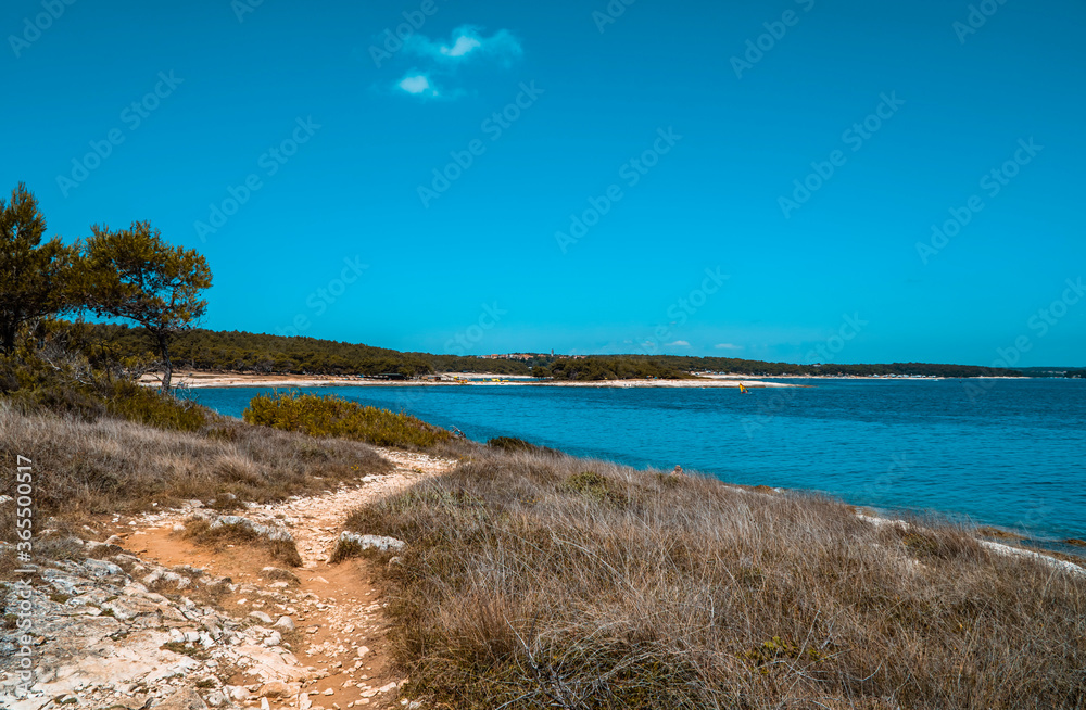 Wild landscapes with plants and islands in Kamenjak National Park, Istria, Croatia