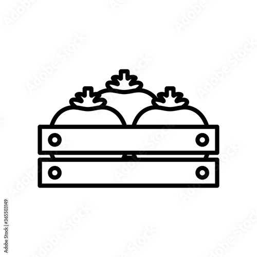 tomatoes in basket line style icon design, healthy organic food fresh natural market product quality and restaurant theme Vector illustration