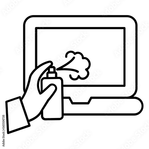 Germs Free LEDs and touch screens during coronavirus pandemic concept vector icon design, Living Space Sanitizing and Disinfecting Symbol on White background 