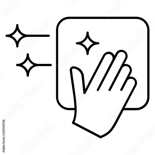 Hand Cleaning A Surface Area Concept.  Vector Icon Design, Living Space Sanitizing and Disinfecting Symbol on White background 