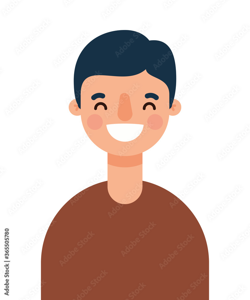 Avatar man cartoon smiling design, Boy male person people human social media and portrait theme Vector illustration