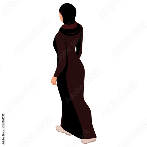 Isometric Business women stylish isolated on white. Business ladies, business woman character pose. Arab businesswoman character.