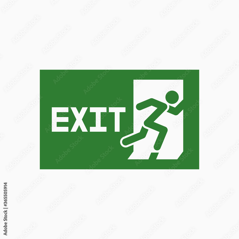 fire exit icon, emergency exit vector illustration fire exit icon, emergency exit vector illustration