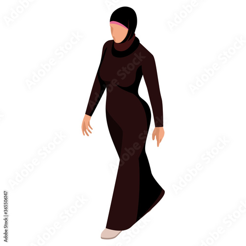 Isometric Business women stylish isolated on white. Business ladies, business woman character pose. Arab businesswoman character.