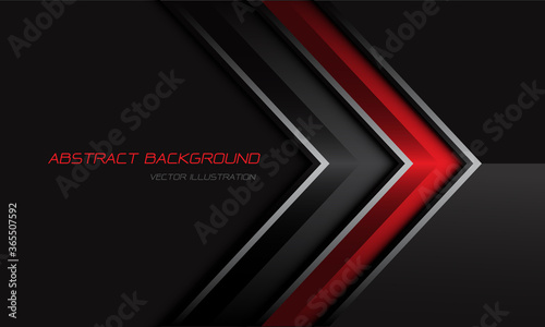 Abstract red grey metallic arrow direction on dark design modern futuristic background vector illustration.