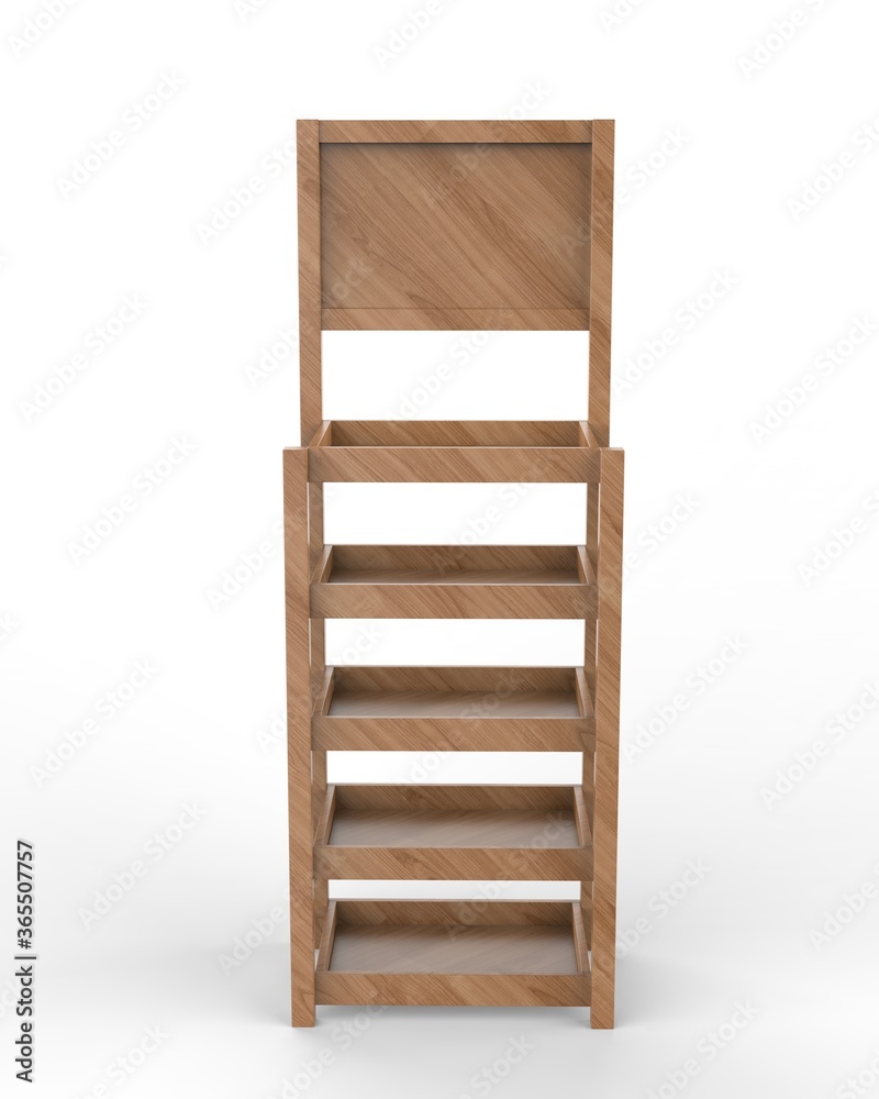 Blank product display self stand mock up, 3d render illustration. Blank product display self stand mock up, 3d render illustration.