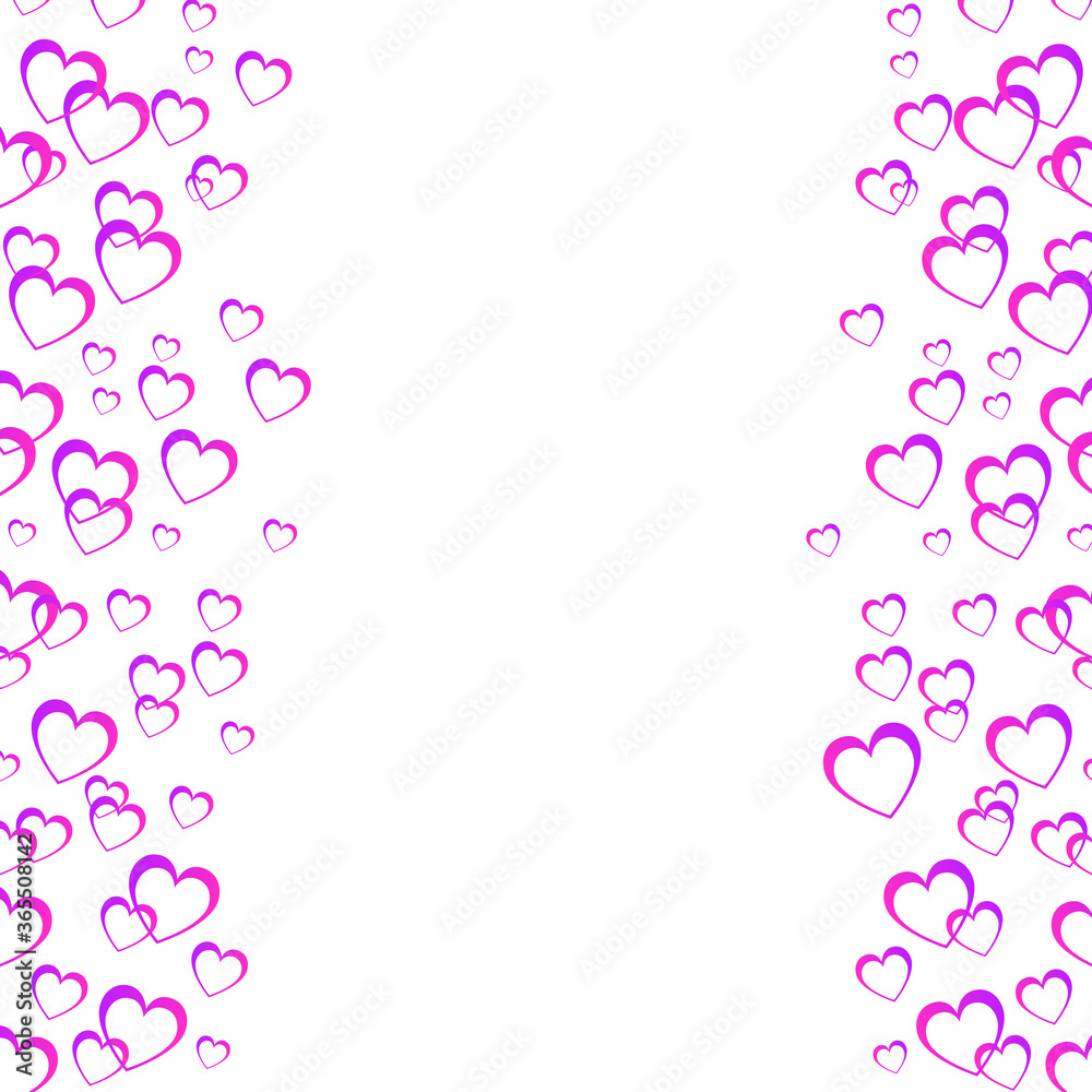 Valentines day background, vector. Pink hearts isolated on white background. Valentines day backdrop for love poster, wallpaper,design template and wedding card.Creative art concept, vector