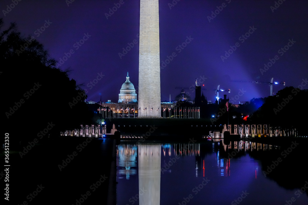 National Mall, Washington Monument, and the Capitol Building.