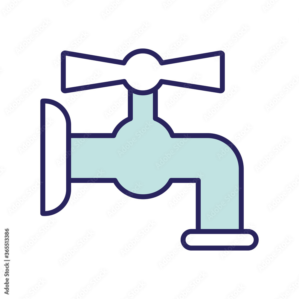 Water tap line and fill style icon design, Clean faucet liquid drink wet kitchen home stream wash and macro theme Vector illustration Water tap line and fill style icon design, Clean faucet liquid drink wet kitchen home stream wash and macro theme Vector illustration