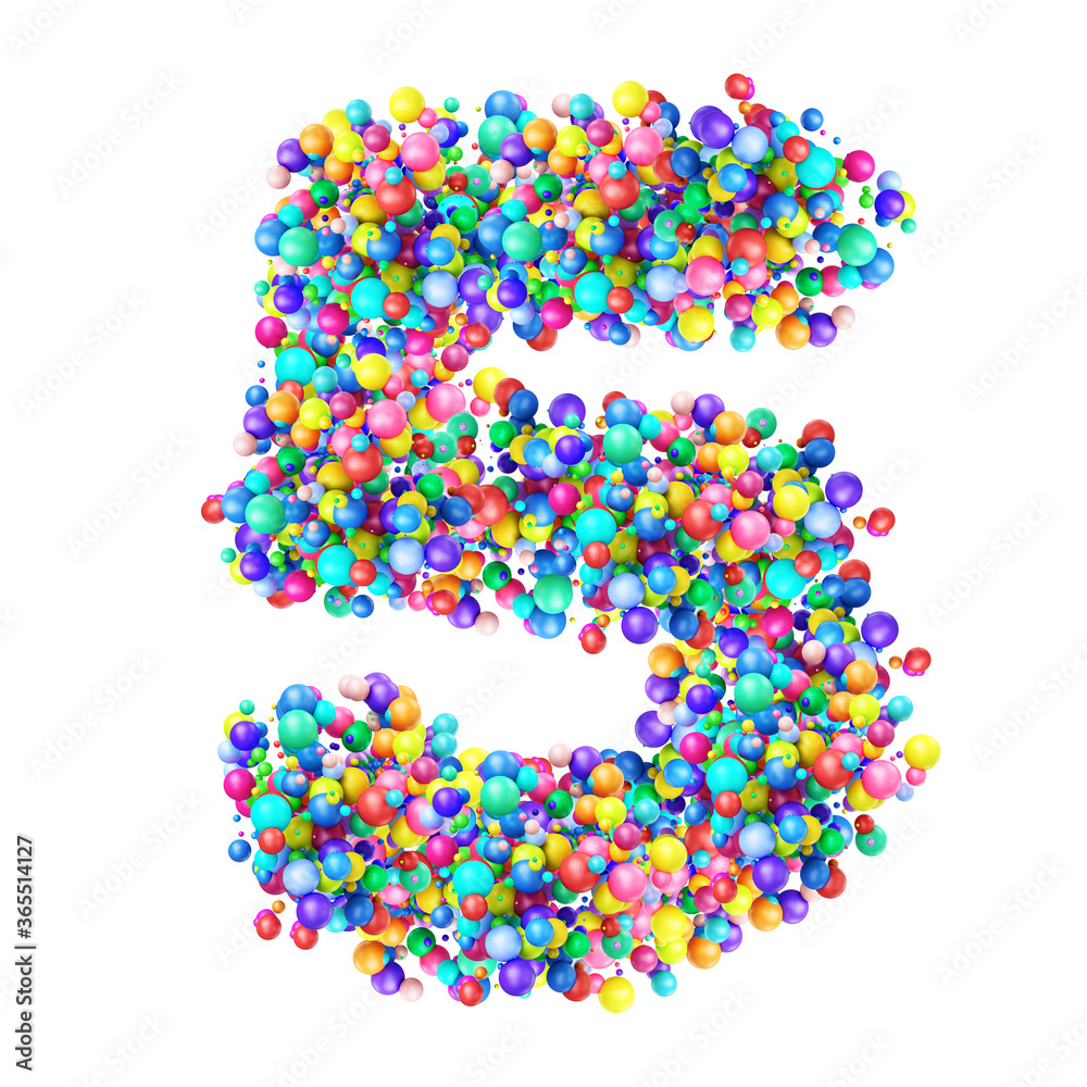 Numbers from Group of Multicolor Balls. Number 5